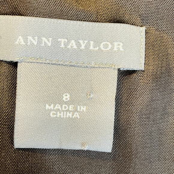 Ann Taylor Brown Silk Floral Sleeveless V-neck Fit & Flare Dress Women Sz 8 - Picture 10 of 14